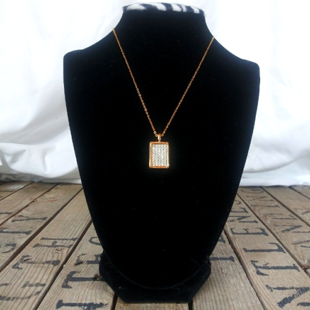 Vintage 1970s Gold & Cubic Zirconia Necklace